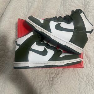 Nike Olive and White High-Top Sneakers